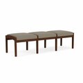 Lesro Lenox Wood 3 Seat Bench Wood Frame, Walnut, MD Farro Upholstery LW3001